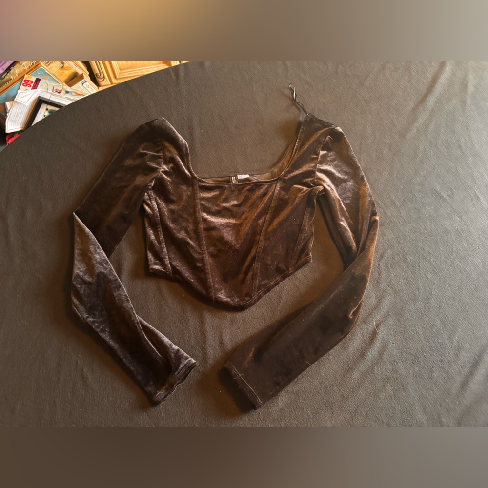 H&M Black Velvet Crop Top